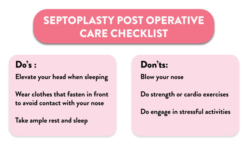 Septoplasty Post Operative Care Checklist - Do's and don'ts